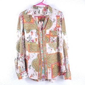 RAGA Britta Paisley Print Button Down Shirt NWT XS